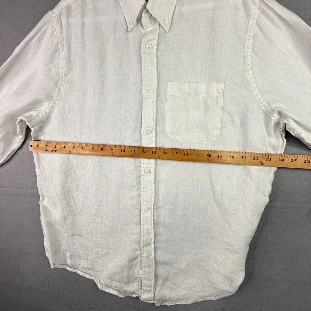 Abercrombie And Fitch Linen Shirt Mens 2XL White Long Sleeve Casual Button Down